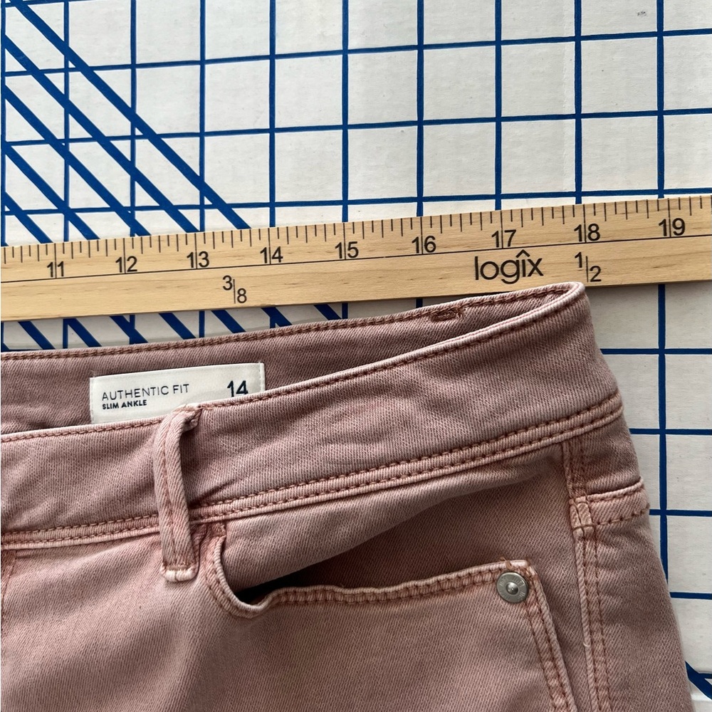 J JILL SLIM STRAIGHT-ANKLE SOFT PINK JEANS SZ 14 EUC SOFT STRETCHY DENIM - Picture 4 of 7